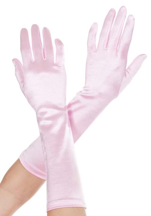 Pink Satin Costume Gloves - US 4253