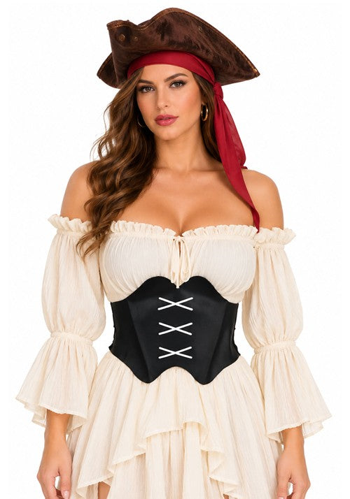 Pirate Black Cummerbund Costume Accessory - US 5831