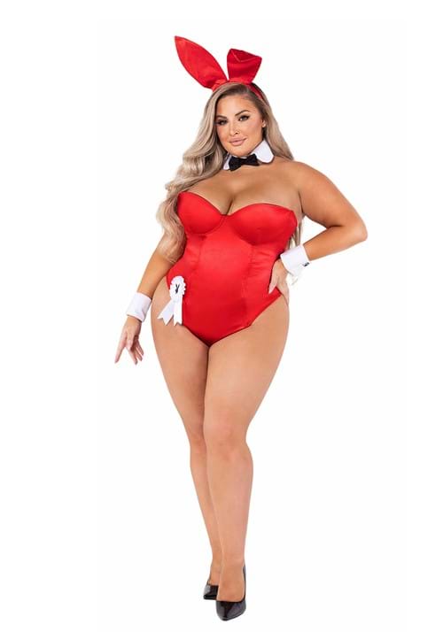 Women's Playboy Plus Size Red Bunny Costume - US 4655