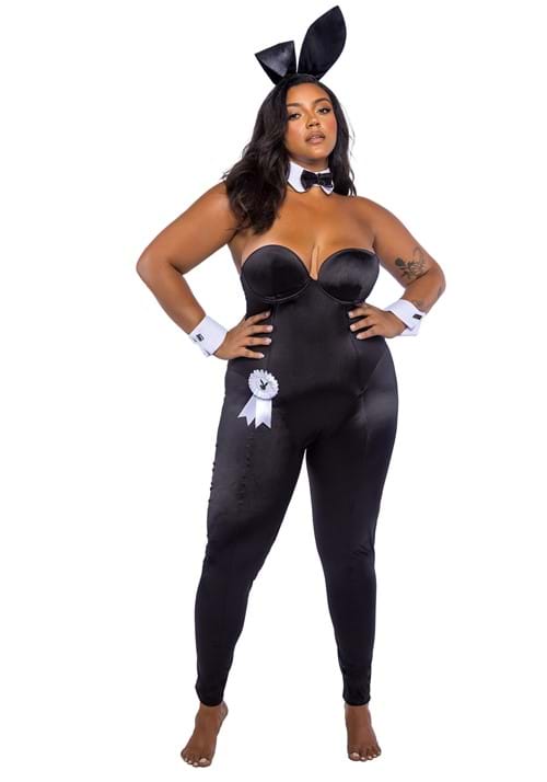 Women's Plus Size Black Playboy Bunny Playmate Costume - US 2067