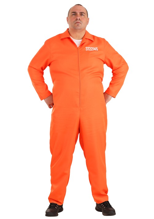 Plus Size Orange Prison Jumpsuit Costume for Men - US 0977