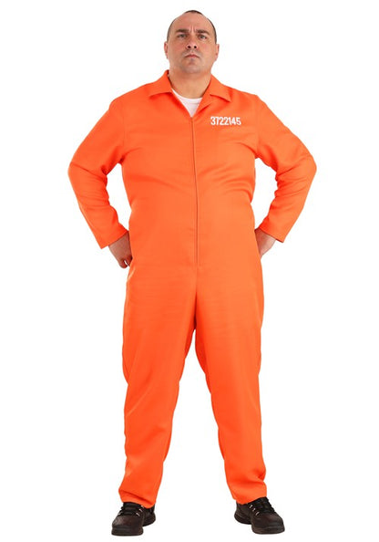 Plus Size Orange Prison Jumpsuit Costume for Men - US 0977