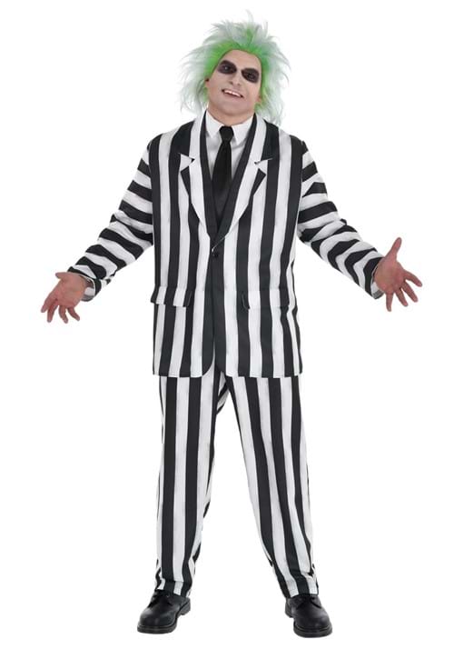 Plus Size Beetlejuice Striped Suit Costume for Men - US 2754