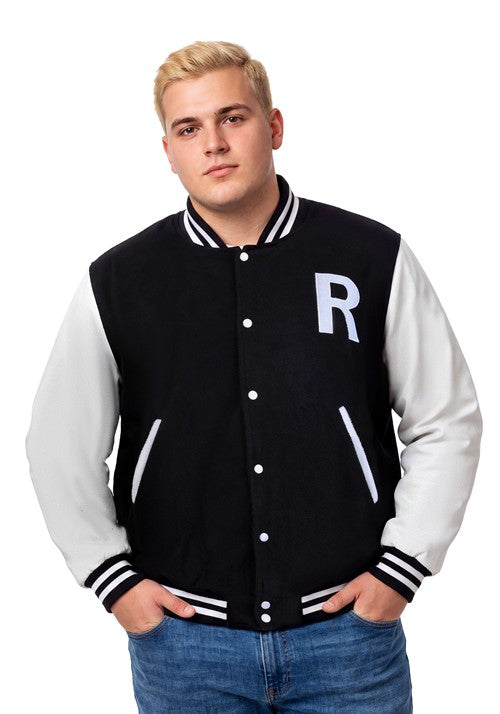 Plus Size Black Letterman Jacket Costume for Men - US 9153