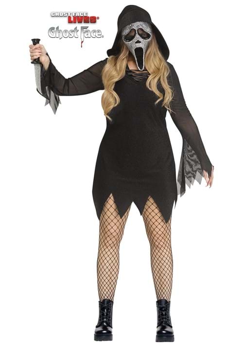 Plus Size Deluxe Bling Ghost Face Women's Costume - US 0940