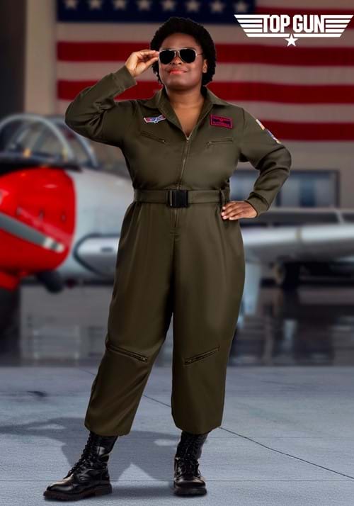 Women's Plus Size Flight Suit Top Gun Costume - US 0620