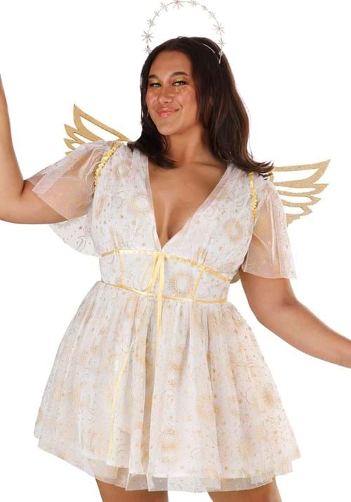 Women's Plus Size Gold Starburst Angel Costume - US 5431