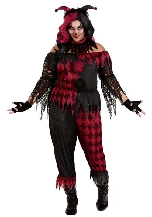 Plus Size Women's Jinxed Jester Clown Costume - US 9105