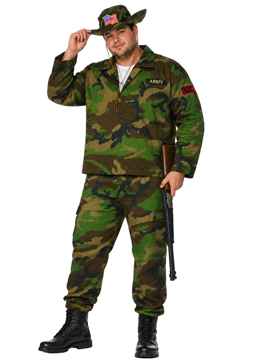 Plus Size Jungle Commando Uniform Costume for Men - US 3399