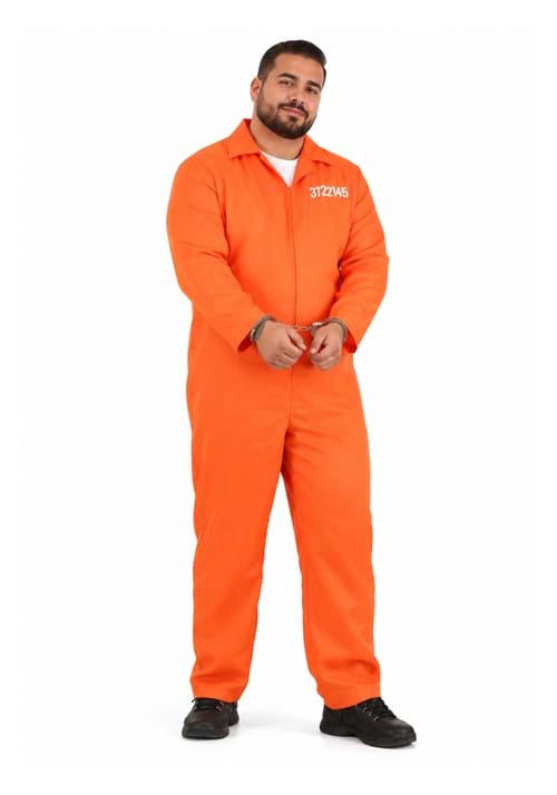 Plus Size Orange Prison Jumpsuit Costume for Men - US 0977