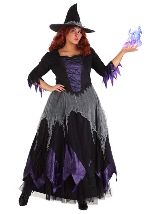 Women's Plus Size Midnight Purple Witch Costume - US 5744