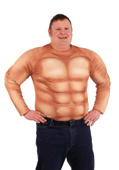 Plus Size Padded Muscle Costume Shirt for Adults - US 2264
