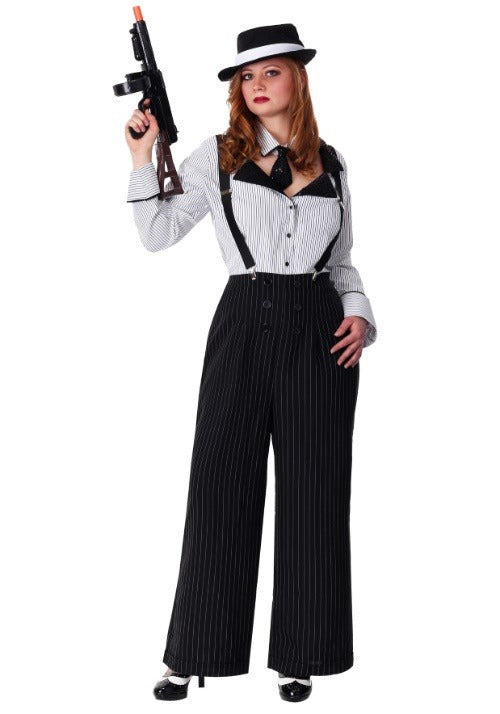 Plus Size Pinstripe Gangster Women's Costume - US 5803