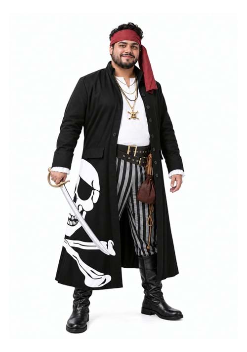 Men's Pirate Flag Captain Plus Size Costume - US 9586