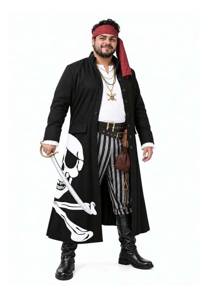 Men's Pirate Flag Captain Plus Size Costume - US 9586