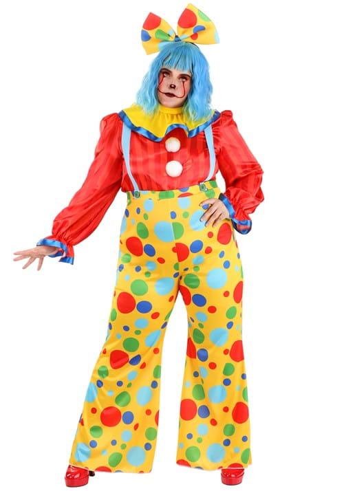Adult Plus Size Posh Polka Dot Clown Costume - US 7698