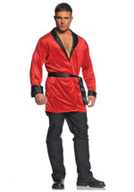 Plus Size Men's Red Velvet Smoking Jacket Costume - US 7962