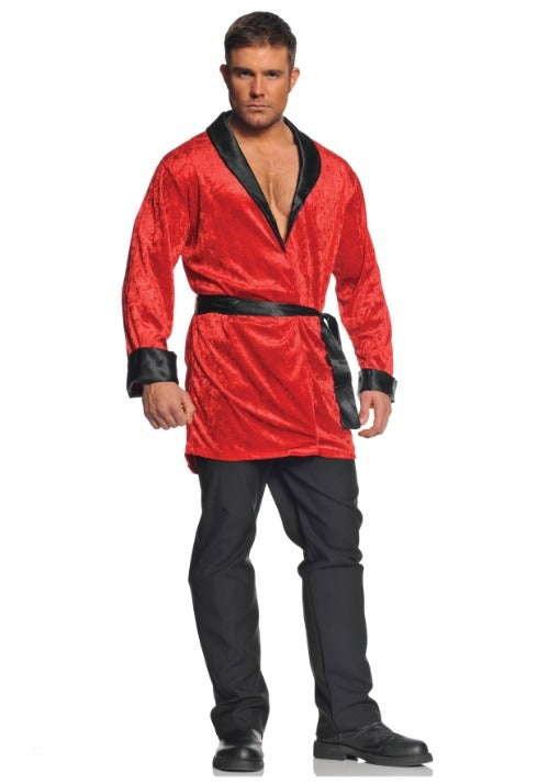 Plus Size Men's Red Velvet Smoking Jacket Costume - US 7962