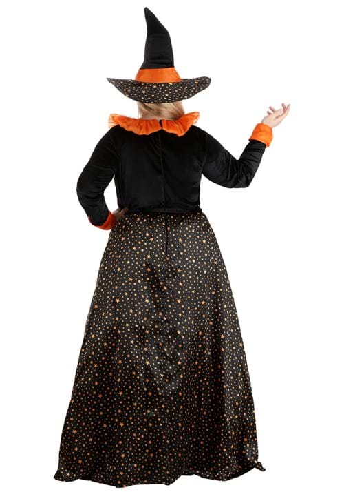 Women's Plus Size Sparkling Orange Witch Costume Dress - US 8448