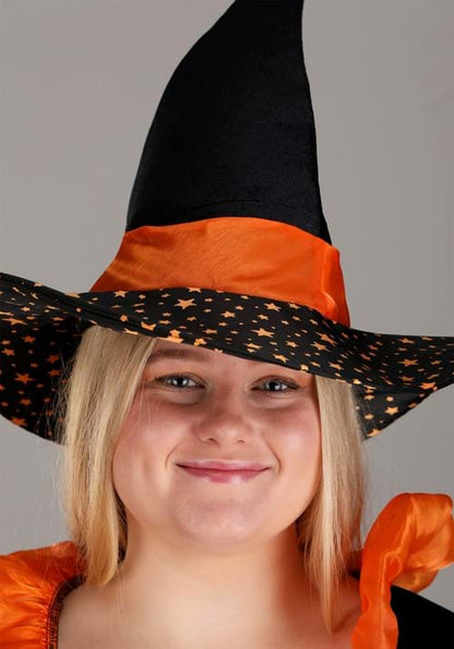 Women's Plus Size Sparkling Orange Witch Costume Dress - US 8448