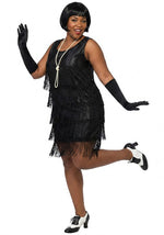 Plus Size Tiered Fringe Flapper Costume for Women - US 9615