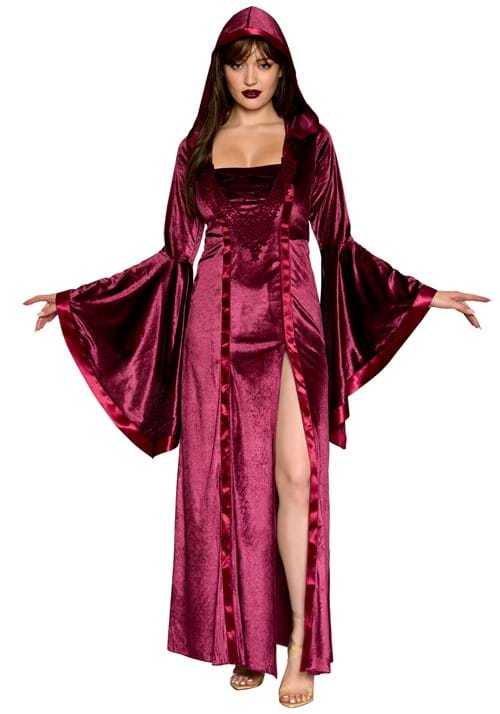 Women's Plus Size Velvet Hooded Renaissance Maiden Costume - US 2265