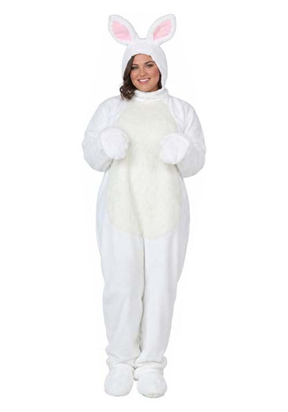 Plus Size Open Face White Bunny Costume for Adults - US 6326