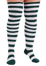 Plus Size White/Green Munchkin Socks for Women - US 9533