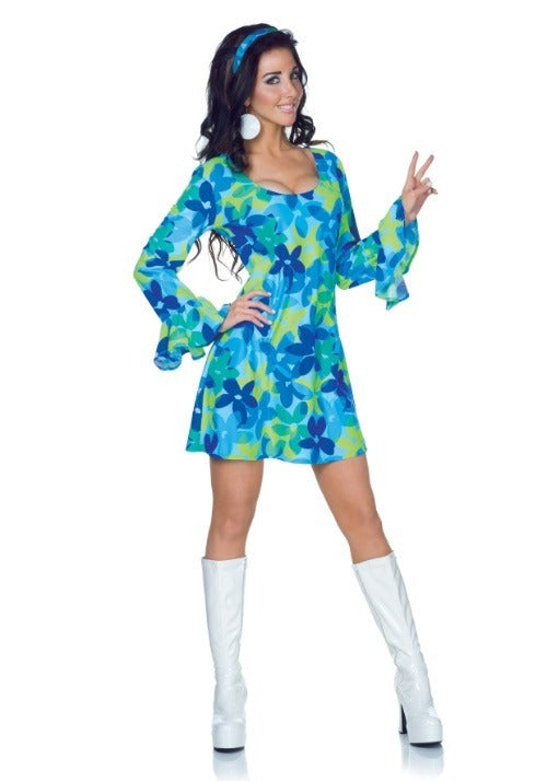 Women's Plus Size 70s Wild Flower Retro Dress Costume - US 1635