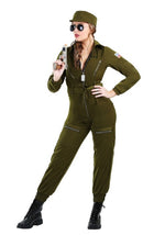 Plus Size Army Flightsuit Costume for Women - US 5049