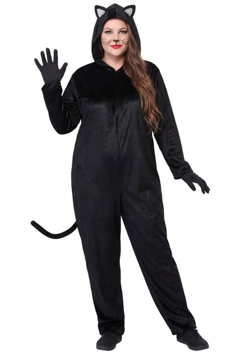 Plus Size Black Cat Onsie Costume for Adults - US 6841