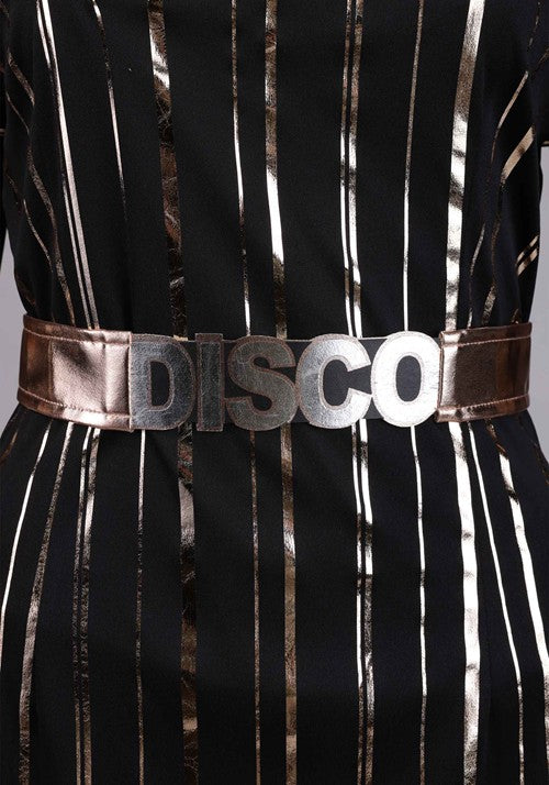 Plus Size Golden Disco Queen Costume Dress for Women - US 9994