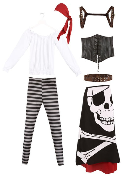 Women's Plus Size Skeleton Flag Rogue Pirate Costume - US 7168