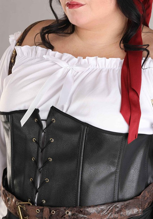 Women's Plus Size Skeleton Flag Rogue Pirate Costume - US 7168