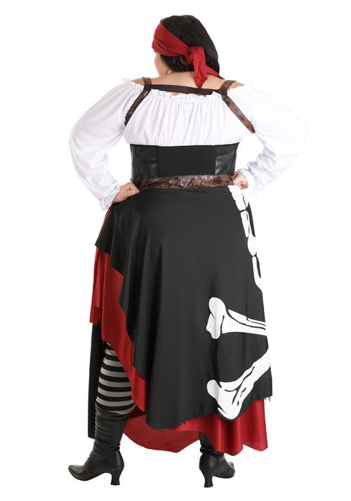 Women's Plus Size Skeleton Flag Rogue Pirate Costume - US 7168