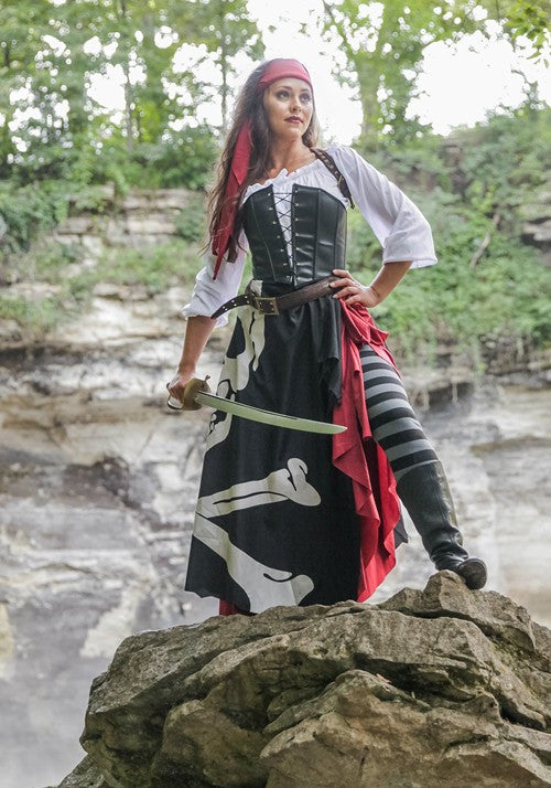 Women's Plus Size Skeleton Flag Rogue Pirate Costume - US 7168