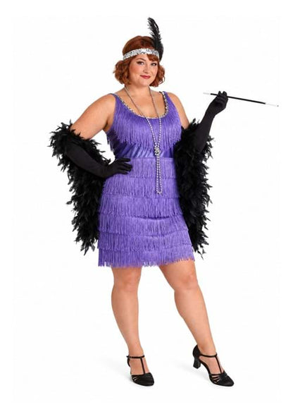 Plus Size Purple Fringe Flapper Costume for Women - US 0129