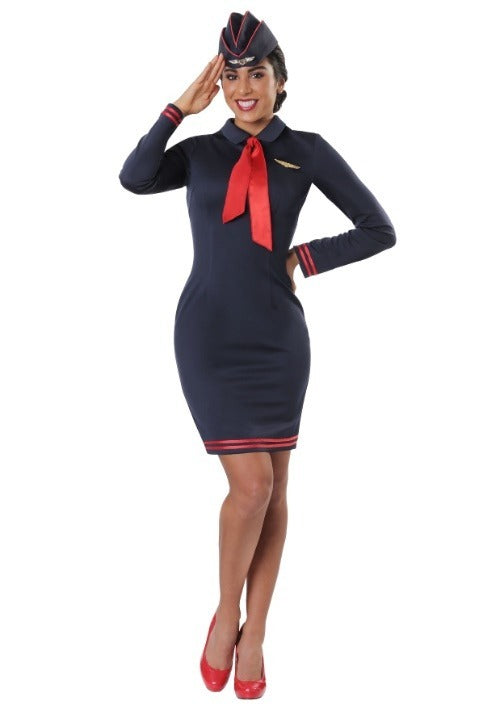 Women's Plus Size Workin' The Skies Flight Attendant Costume Dress - US 5064