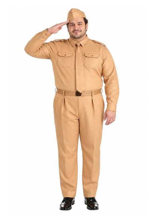 Plus Size WW2 Army Men's Costume - US 0478