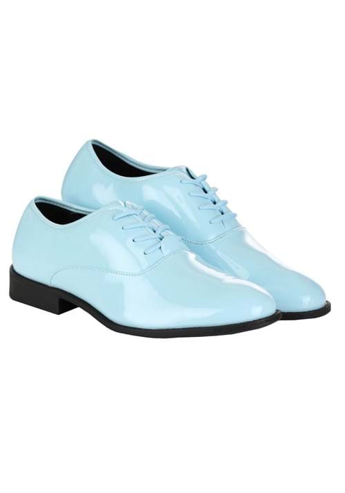 Shiny Powder Blue Tuxedo Shoes for Men - US 3450
