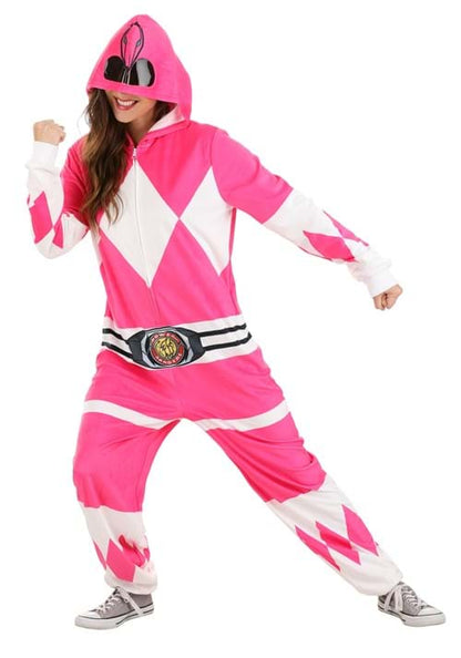 Adult Power Rangers Pink Ranger Hooded Union Suit - US 4370