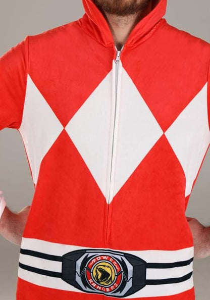 Adult Power Rangers Red Ranger Hooded Union Suit Costume - US 0403