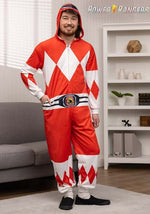Adult Power Rangers Red Ranger Hooded Union Suit Costume - US 0403