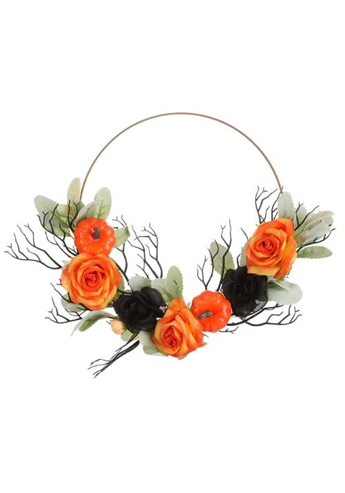 12-Inch Pumpkin Halloween Flower Wreath Decoration - US 9662