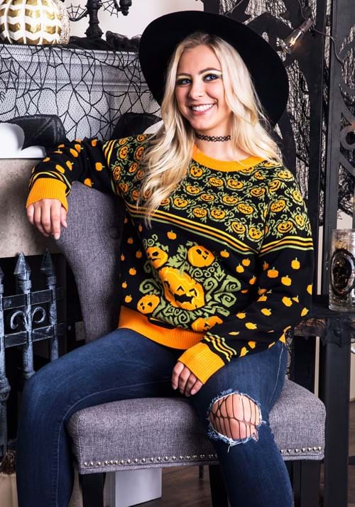 Adult Pumpkin Patch Halloween Sweater - US 0750