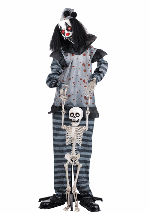 5.5FT Puppeteer Pete the Creepy Clown Animatronic Decoration - Scream Saver - US 7045