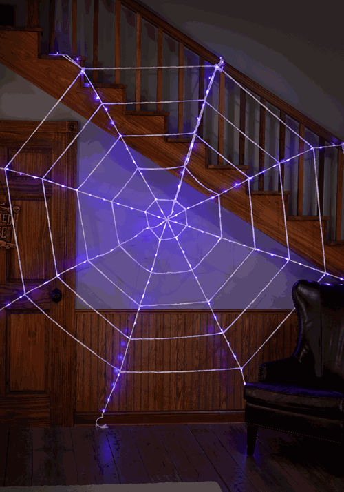 Purple Light-Up Spider Web Prop Decoration - US 9689