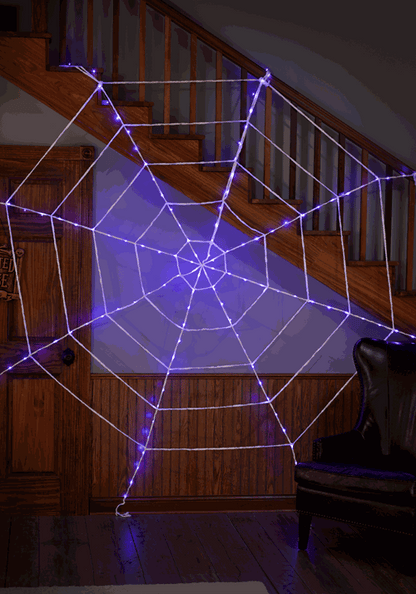 Purple Light-Up Spider Web Prop Decoration - US 9689