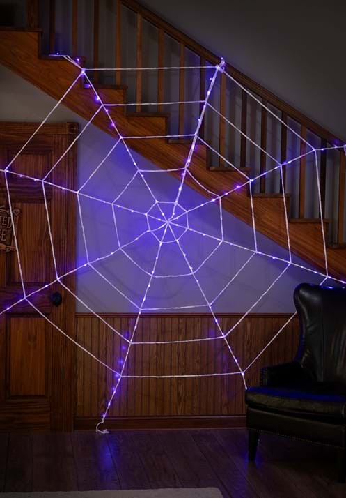 Purple Light-Up Spider Web Prop Decoration - US 9689