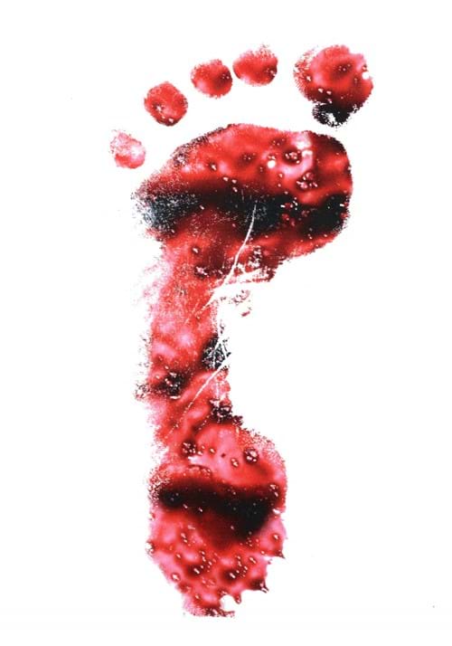 11-Inch White PVC Bloody Footprint Cutout Decoration - US 7163